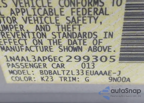 2014 Nissan Altima 2.5 Sv z USA, uszkodzony, nr VIN 1N4AL3AP6EC299305